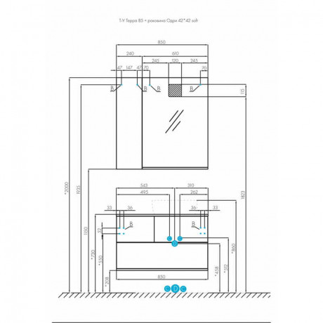 Тумба с раковиной Aquaton Терра 85/Mila 40, дуб кантри, антрацит